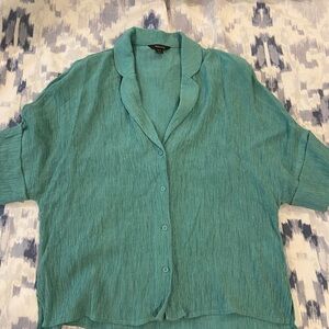 Cute Retro inspired RW&CO. Teal Button-Up Women's Top